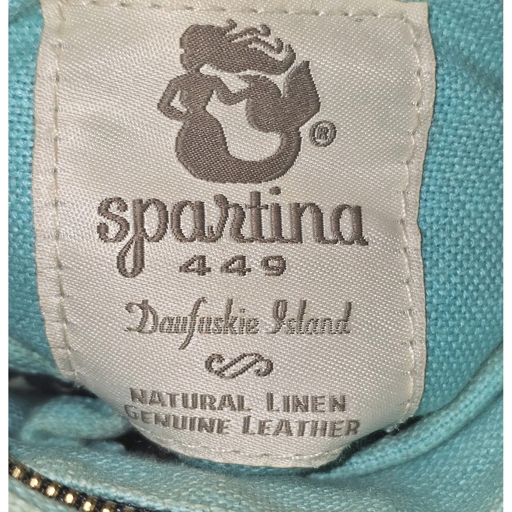Spartina 449 Linen Floral Crossbody Bag Black White Cream Trim Turquoise Lining - Picture 5 of 12